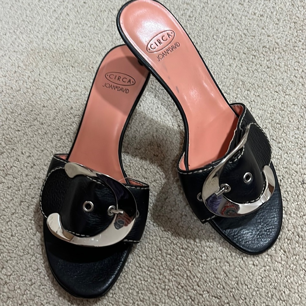 Black Joan & David sandals with silver hardware!